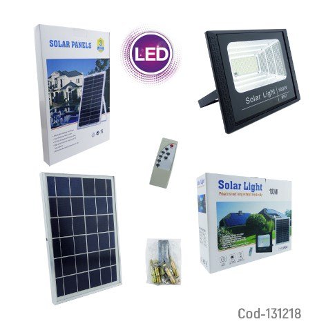 Foco Solar De 150 LED, 100 Watt, Con Panel Solar Y Control Remoto.-por-mayor Electrónica por mayor