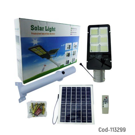 Foco Solar Kit 200 LED, 200W, Con Poste Y Control Remoto.-por-mayor Electrónica por mayor