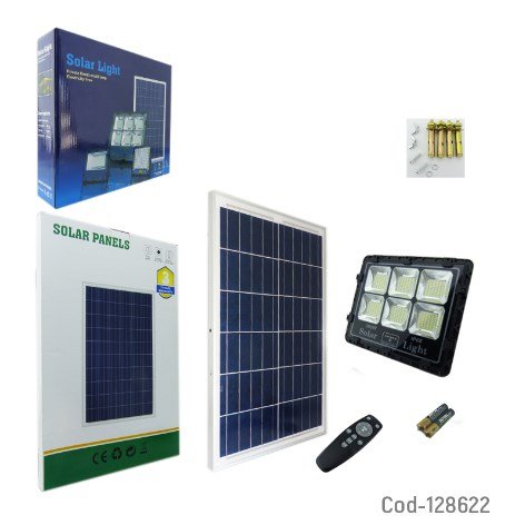 Foco Solar LED 300 Watt, 324 LED, 6 Placas, Con Panel Solar, Control Remoto.-por-mayor Electrónica por mayor