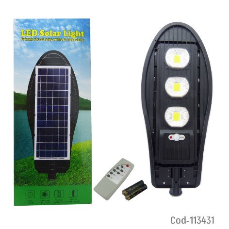 Foco Solar LED COB, 120W, 3 Placas, Con Control Remoto, Para Poste.-por-mayor Electrónica por mayor
