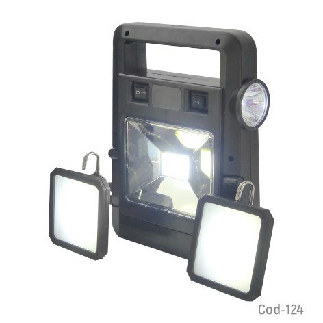 Kit Solar Portátil, 1 LED COB + Linterna+2 Focos LED, USB, Cable 4 Puntas-por-mayor Electrónica por mayor