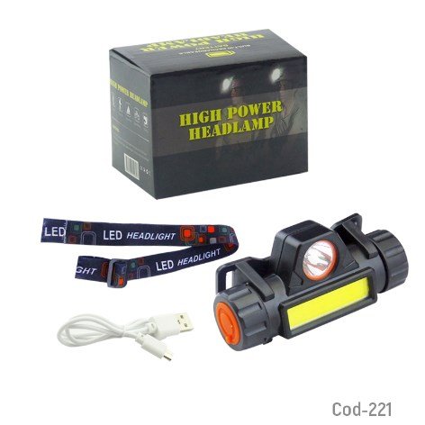 Linterna Minero 1 LED +1 LED COB, Con Iman, Recargable Por USB-por-mayor Electrónica por mayor