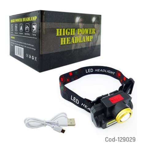 Linterna Minero 1 LED+COB, Con Zoom, Recargable USB, En Caja.-por-mayor Electronica por mayor