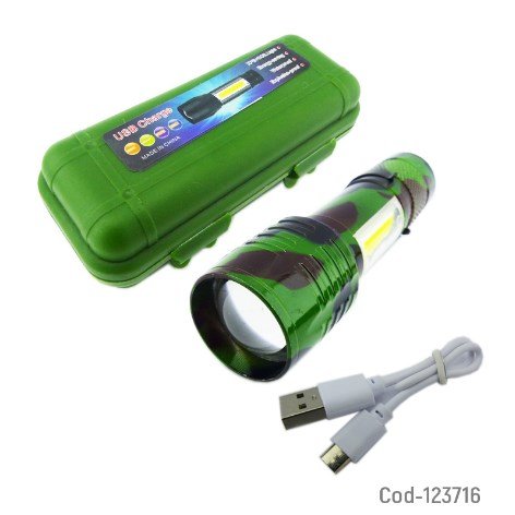 Linterna Mini, LED COB, Recarga Por USB. Con Diseño Camuflaje.-por-mayor Electrónica por mayor