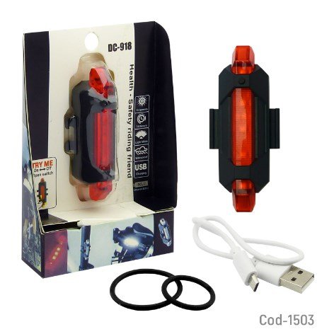 Luz Roja 5 LED Recargable USB, Luz Trasera Para Bicicleta. En Blister.-por-mayor Electronica por mayor