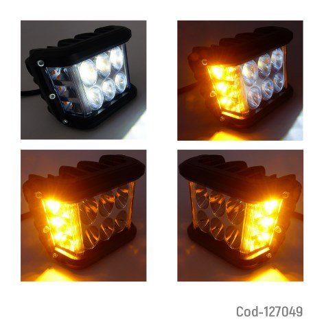 Neblinero LED Para Moto, 6 LED Blanco+ 6 LED Ambar, Estrobo, X 1 Pieza. En Caja.-por-mayor Electrónica por mayor