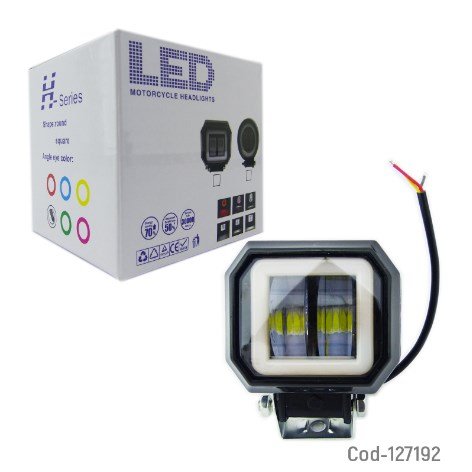 Neblinero LED Para Moto, 2 LED Cuadrado + Aro, Disponible En Aro Ambar Y Blanco.-por-mayor Electronica por mayor