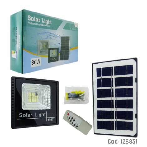 Proyector Solar LED 30 Watt, 44 LED, Con Panel Solar, PVC, Control Remoto.-por-mayor Electronica por mayor