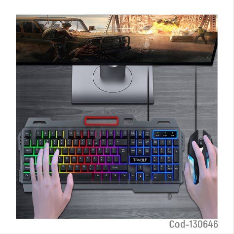 Teclado + Mouse Gamer Con Luz Marca WOLF GAMER.-por-mayor Electrónica por mayor