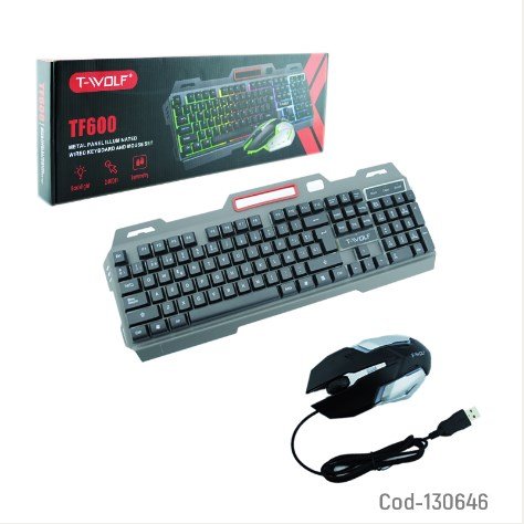 Teclado + Mouse Gamer Con Luz Marca WOLF GAMER.-por-mayor Electrónica por mayor