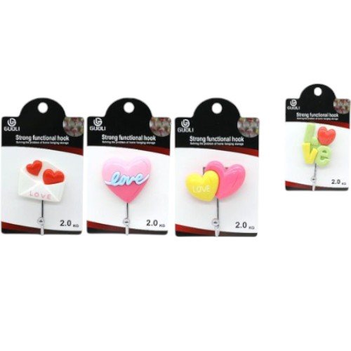 Gancho de Pared Autoadhesivo Decorativo Diseño de Corazones - Soporte Resistente 2.0 kg por mayor - Hogar por mayor