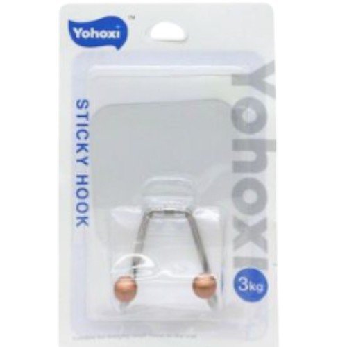 Gancho Doble de Pared Autoadhesivo de Metal con Terminales Esféricos - Soporte 3 kg por mayor - Hogar por mayor