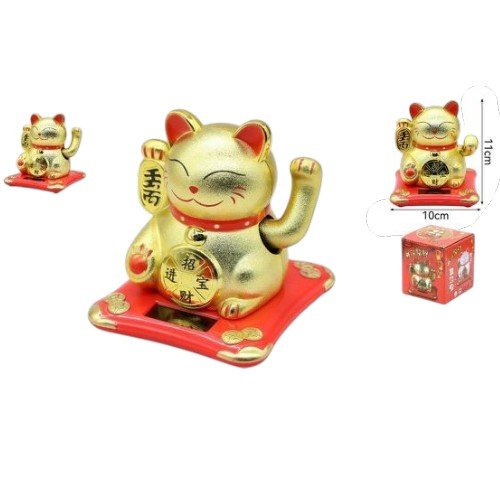Gato de la Suerte Solar 10cm por mayor - Hogar por mayor