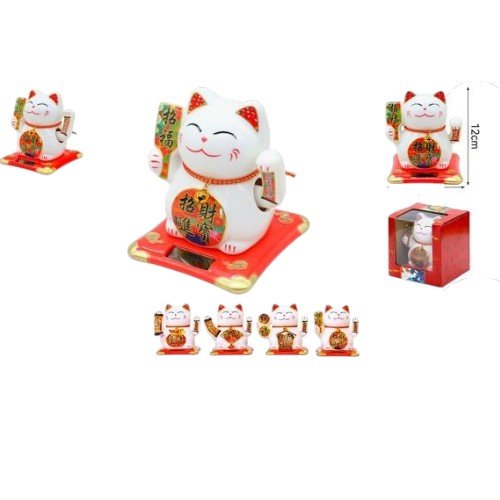 Gato de la Suerte Solar 10cm Cerámica por mayor Hogar por mayor