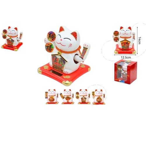 Gato de la Suerte Solar 12.5cm por mayor Hogar por mayor