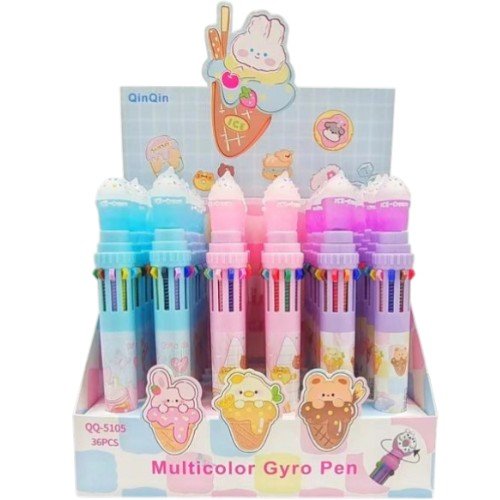 BOLÍGRAFO MULTICOLOR CUPCAKE GIRATORIO  por mayor - Útiles Escolares por mayor