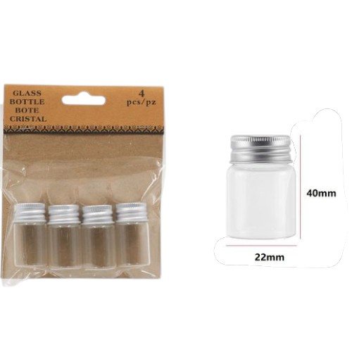 Botella de Vidrio con Tapa de Aluminio 22x40mm por mayor - Hogar por mayor