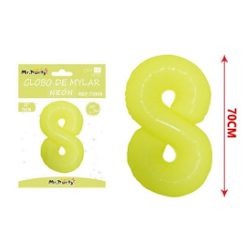 Globo mylar amarillo neon # 8 - 70 CM - Compras Aqui