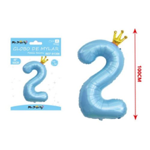 Globo mylar azul corona # 2 - 100 CM - Compras Aqui