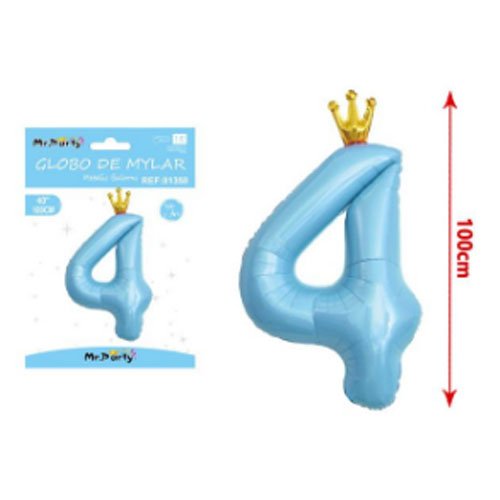 Globo mylar azul corona # 4 - 100 CM - Compras Aqui