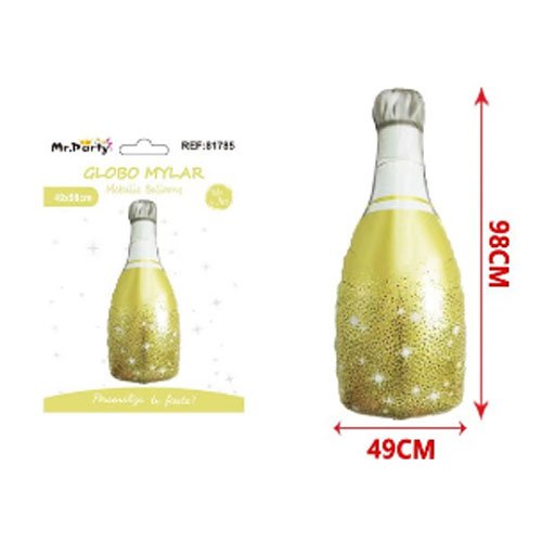 GLOBO MYLAR BOTELLA DORADA por mayor - Cotillon por mayor