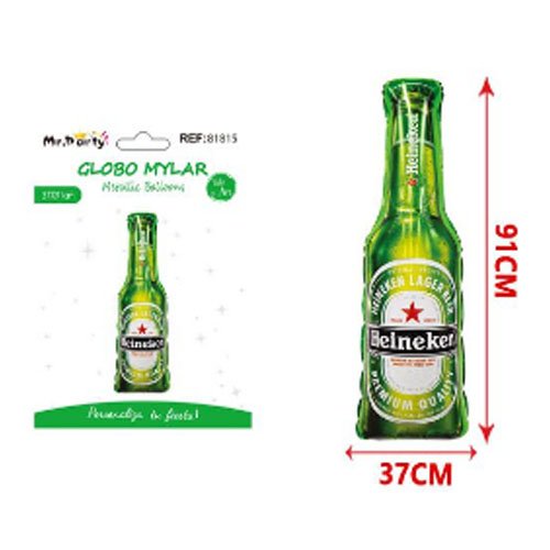 Globo mylar botella heineken - 37 X 91 CM - Compras Aqui