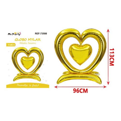 Globo mylar doble corazon