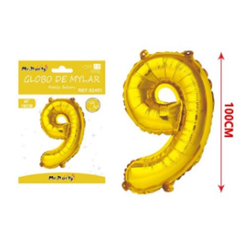 Globo mylar dorado # 9 - 100 CM - Compras Aqui