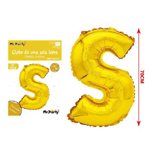 Globo mylar dorado letra s - 70 CM - Compras Aqui