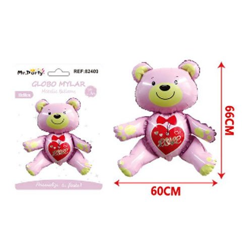 Globo mylar oso rosa - 60 X 66 CM - Compras Aqui
