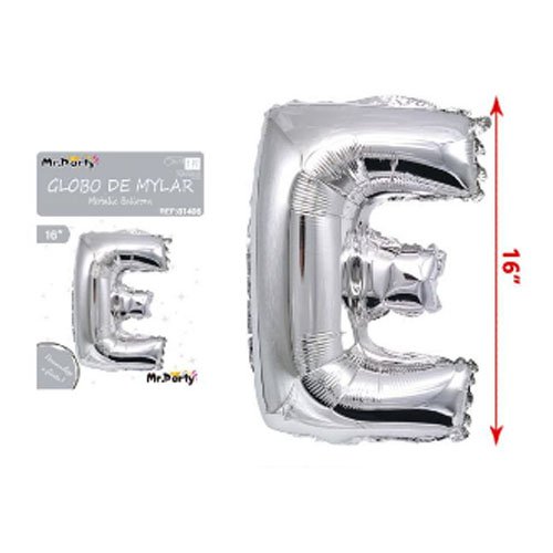 Globo mylar plateado letra e