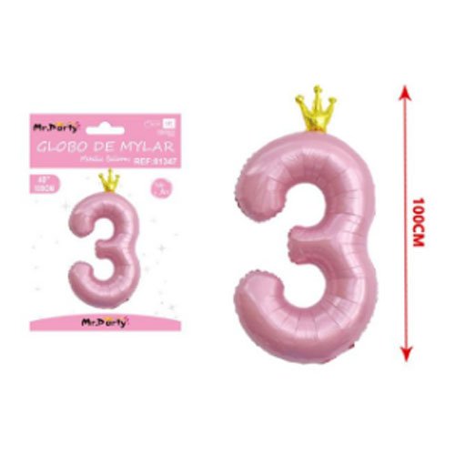 Globo mylar rosa corona # 3 - 100 CM - Compras Aqui
