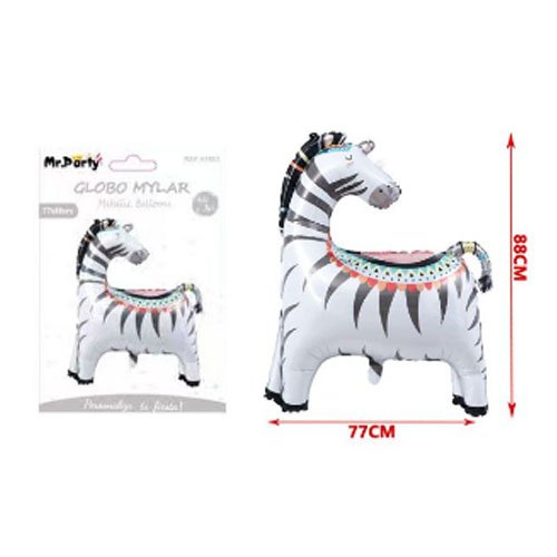 GLOBO MYLAR ZEBRA DE PIE por mayor - Cotillon por mayor
