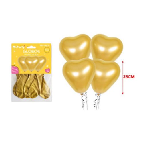 Globos latex oro metalizado - 4 PZA-25 CM - Compras Aqui