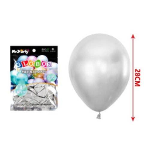 Globos latex plata metalizado - 20 PZA-28 CM - Compras Aqui