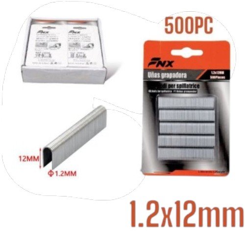 Grapas Tipo U para Grapadora 1.2 x 12MM / 500PZAS por mayor en Chile