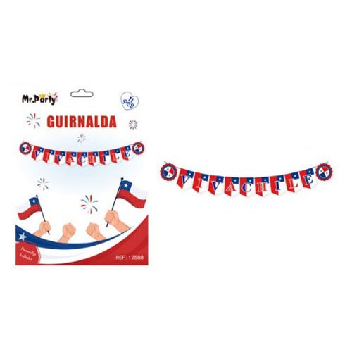 GUIRNALDA BANDERA VIVA CHILE por mayor - Fiestas-Patrias por mayor
