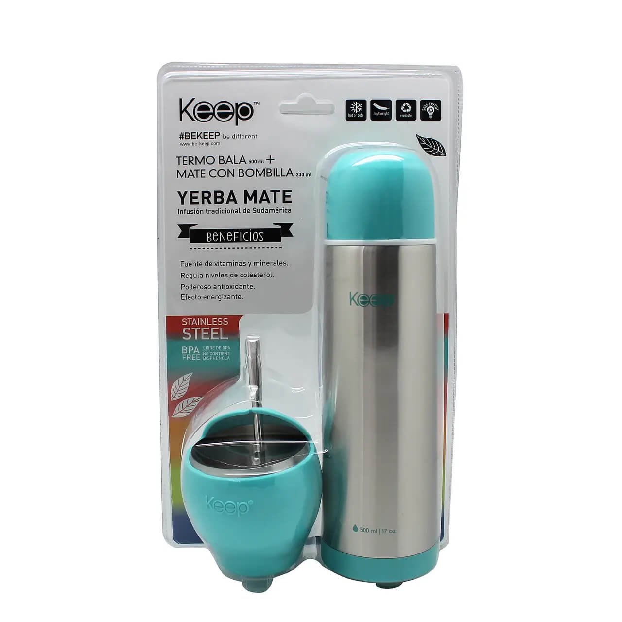 Set termo bala 500 ml + mate con bombilla 230 ml keep mayorista — imagen 2