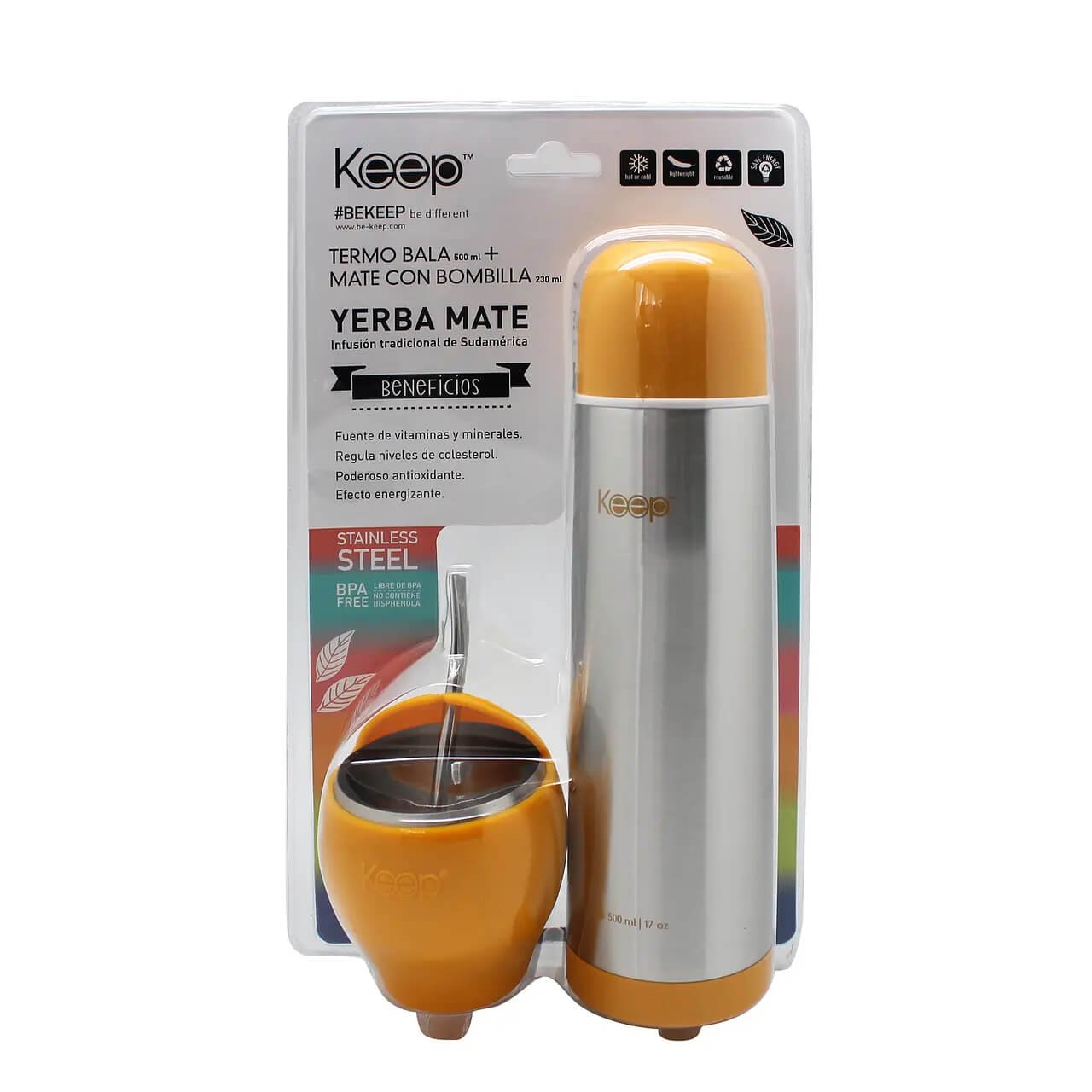 Set termo bala 500 ml + mate con bombilla 230 ml keep mayorista — imagen 4