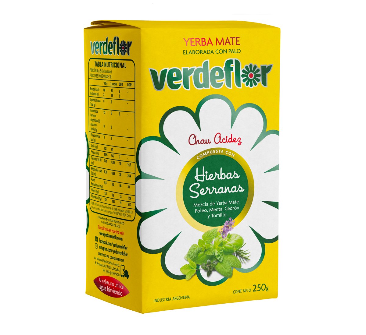 Yerba mate Verdeflor Hierbas Serranas 250 g 250 g por mayor en Chile