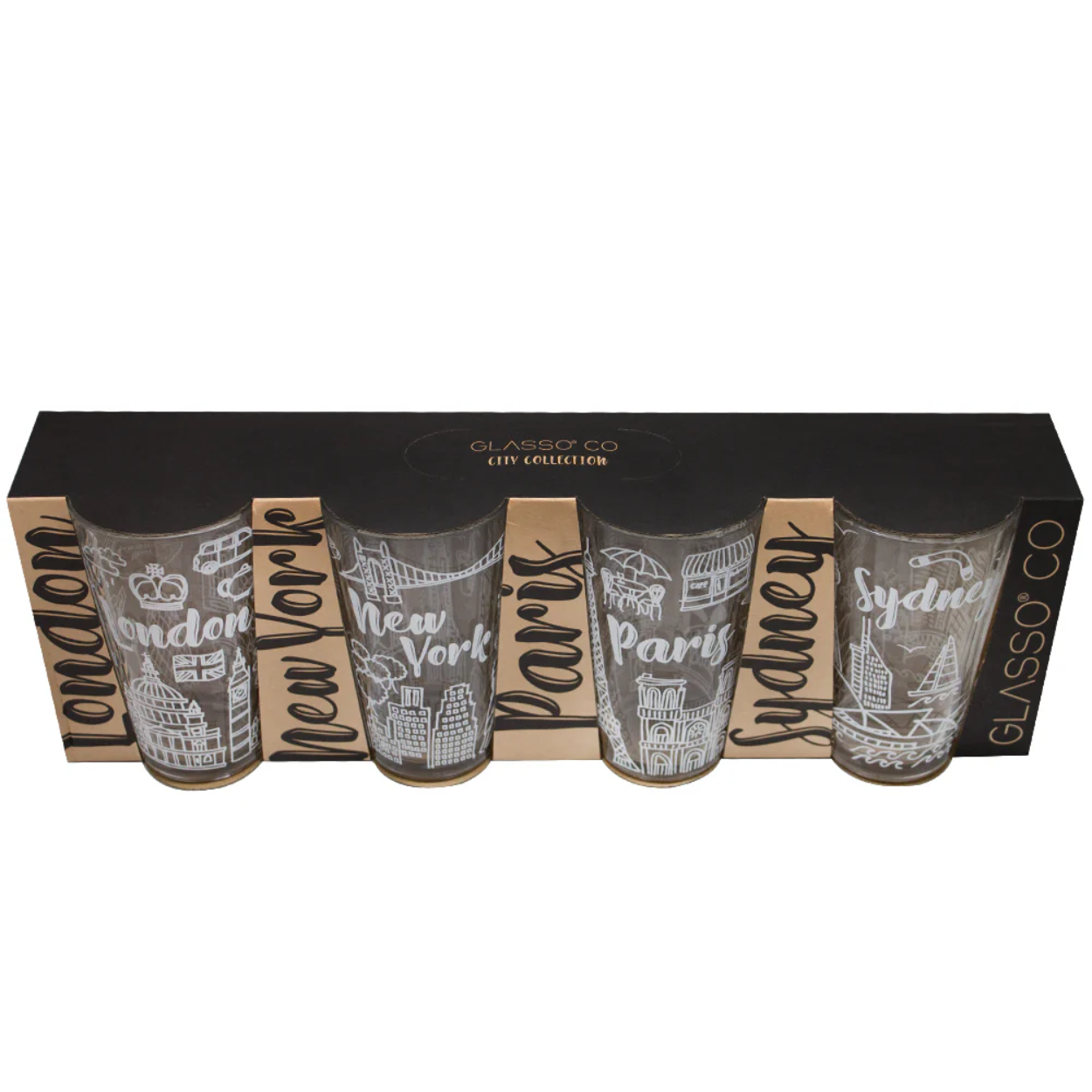 Set 4 vasos city collection glasso mayorista — imagen 2