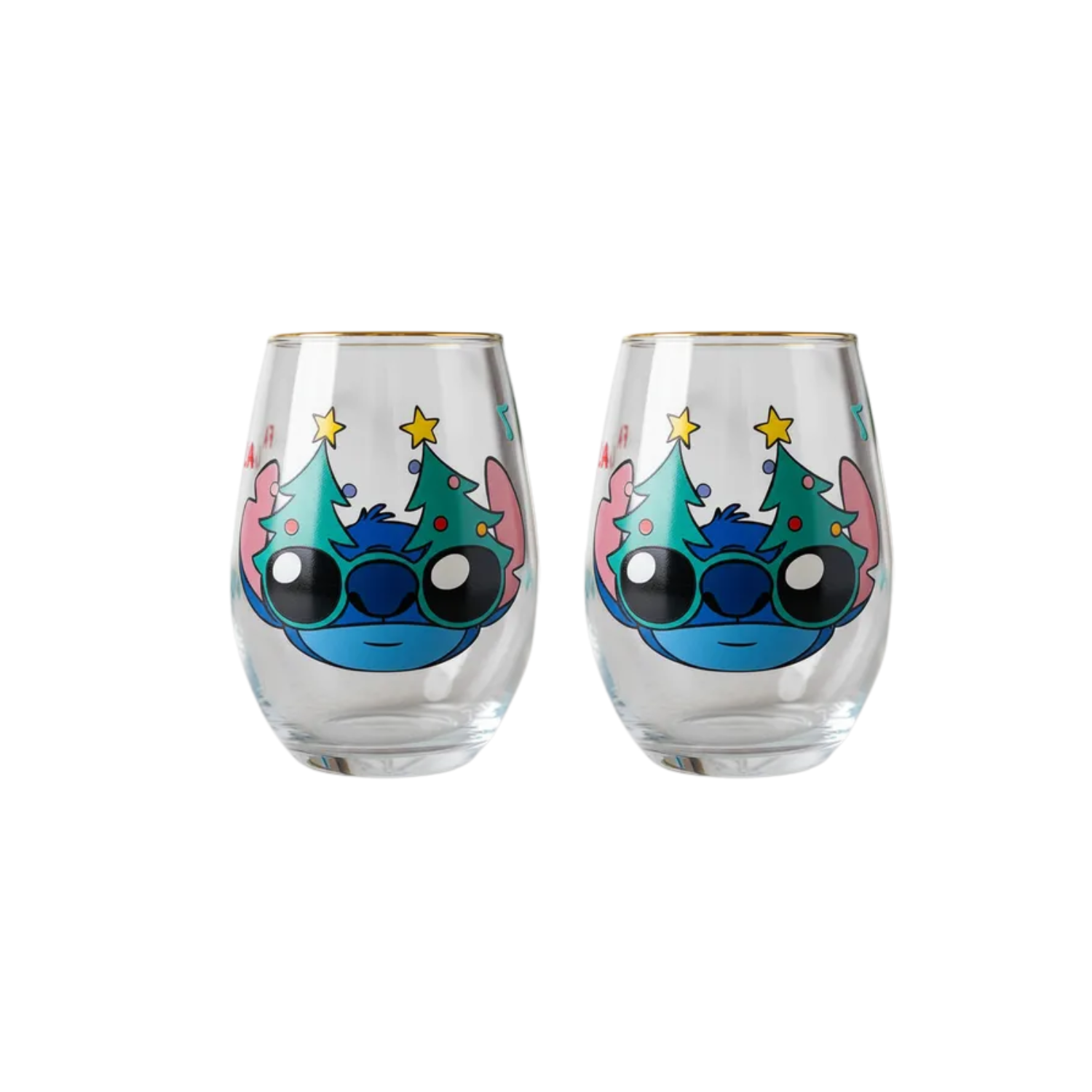 Set 2 vasos redondos navidad stitch mayorista — imagen 2