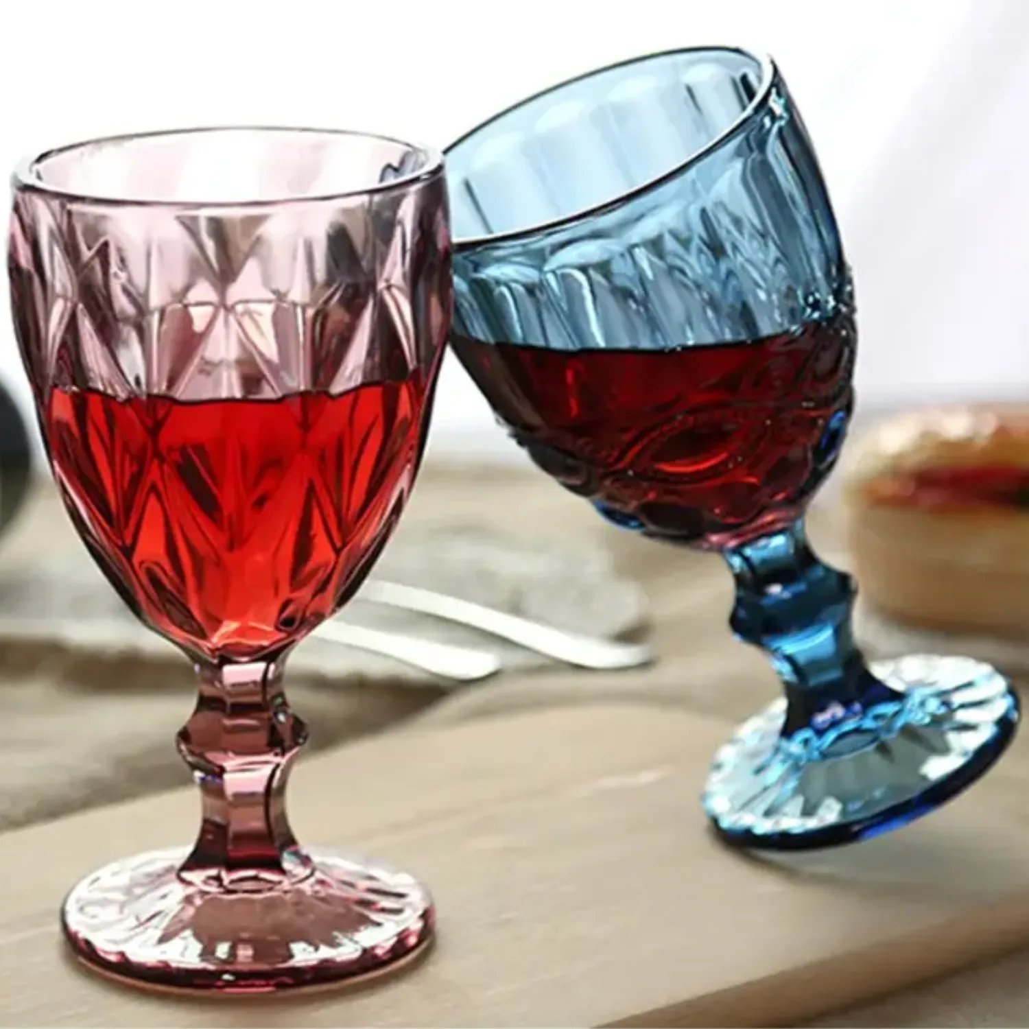  vidrio beber copa copas vino diamonds blue 340cc  mayorista — imagen 2