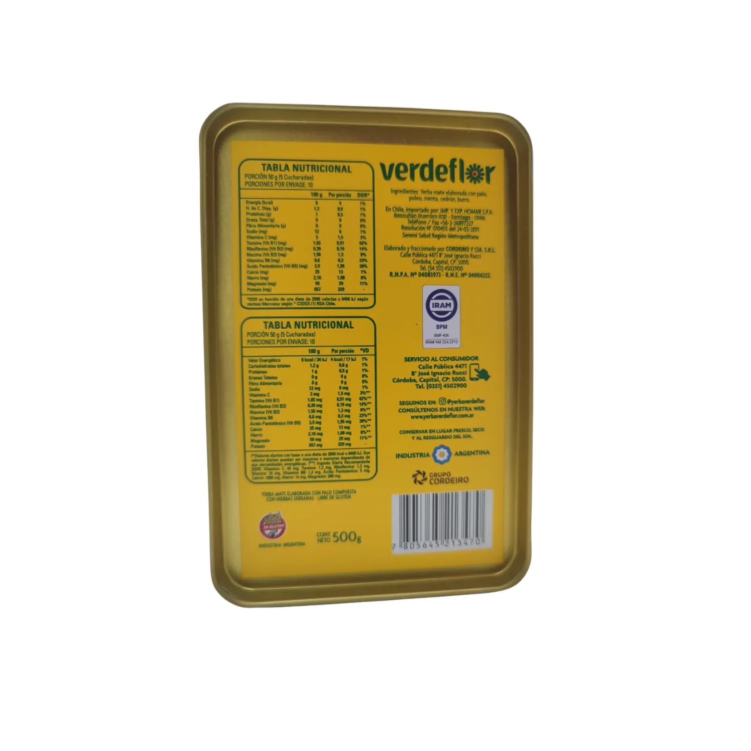 Yerbera 500 gr verdeflor homar mayorista — imagen 5