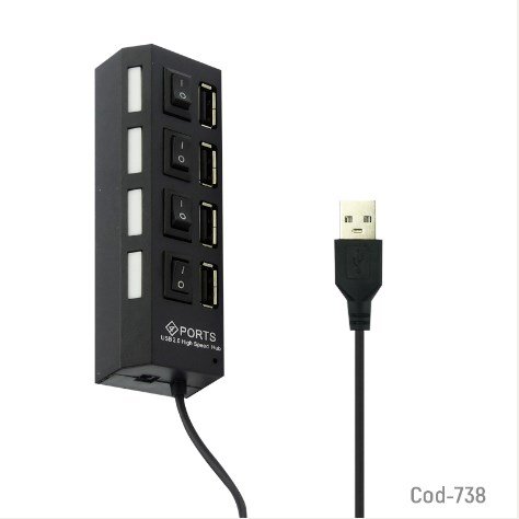 HUB 4 USB 2.0 Con Switch por mayor - Electronica por mayor