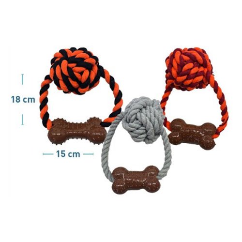 HUESO CON BOLA DE CUERDA por mayor Mascotas por mayor