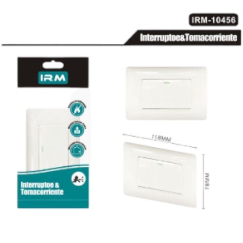 Interruptor de Control Doble IRM-10456 - Placa Luminosa Certificada 10A 250V por mayor - Electrónica por mayor