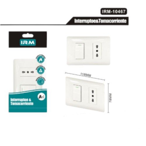Interruptor y Enchufe de Alta Capacidad 10467 - Placa Certificada 16A/10A 250V por mayor - Electrónica por mayor