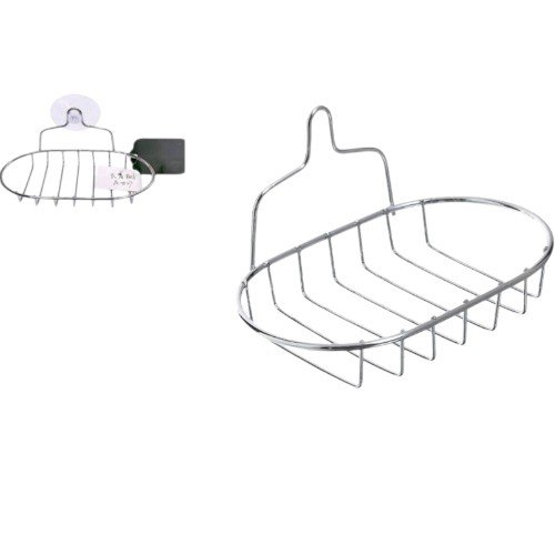 Jabonera Metálica Ovalada de Rejilla con Sistema de Sujeción por Ventosa por mayor - Hogar por mayor