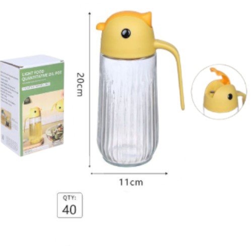 Jarra Dispensadora de Aceite de Vidrio con Tapa Abatible Automática y Diseño de 